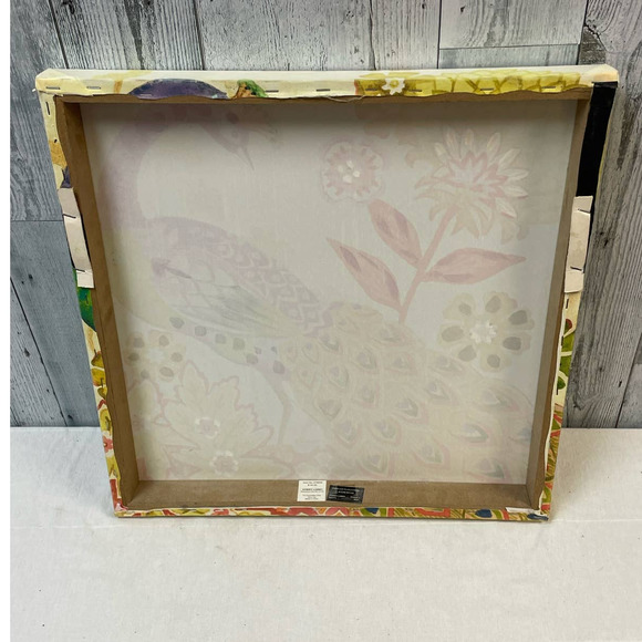 Hobby Lobby Wrapped Canvas Painted Floral Peacock Garden Scene Wall Art Artwork - Picture 3 of 4